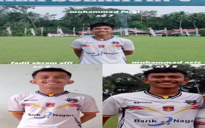 Muhammad Farel, Fadil Akram Alfi dan Muhammad Aziz Siswa SMAN 4 Bukittinggi menjadi bagian dari PSKB Bukittinggi U-17 Di Ajang Piala Soeratin 2023